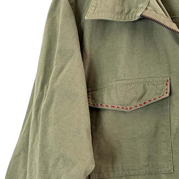 Floriana | Green cotton zip front jacket embroidered details women’s siz… - Picture 4 of 11